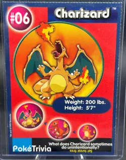 1999 Burger King Poketrivia Card #06 Charizard - Image 1