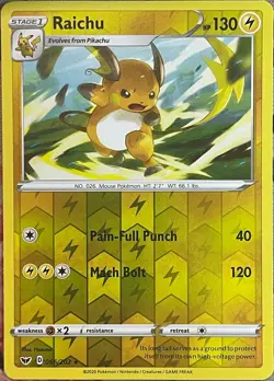 Raichu Reverse Holo Rare - 065/202 - Sword & Shield Base Pokemon 2020 - Image 1