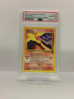 2000 Pokemon Promo Moltres #21 Black Star Aoki Error PSA 10 - Image 1