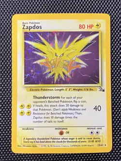 Zapdos 15/62 Fossil Set HOLO/FOIL RARE Unlimited Pokemon WOTC TCG 1999 - Image 1