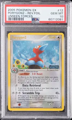 2005 POKEMON EX UNSEEN FORCES #12 PORYGON2-REVERSE FOIL PSA 10 - Image 1