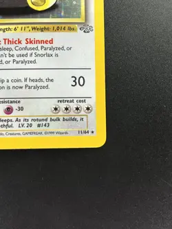 Snorlax 11/64 Jungle Holo Rare 1st Edition Pokemon 1999 WOTC LP - Image 5