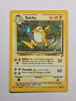 Raichu 16/130 Base Set 2 Rare Holo Pokemon Card WOTC 2000 - EX/Near Mint - Image 1