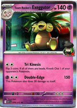 Team Rocket's Exeggutor Holo Pokemon Ascended Heroes 078/217 NM - Image 1
