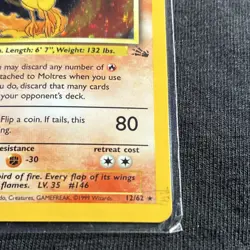 Moltres 12/62 Fossil Holo Rare 1999 Pokemon - Image 2