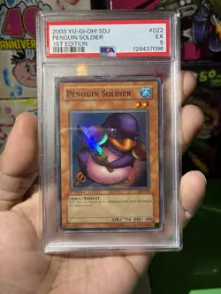 2003 Yu-Gi-Oh Starter Deck Joey 1st Edition Penguin Soldier #SDJ-022 PSA 5 EXm - Image 1