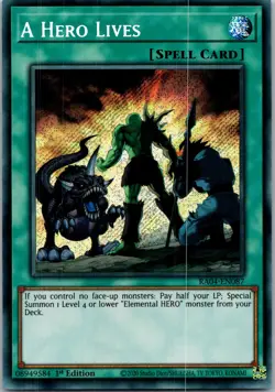 Yugioh A Hero Lives (Secret Rare) RA04-EN087 1st Edition Secret Rare NM - Image 1
