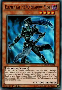 Yugioh Elemental HERO Shadow Mist SDHS-EN001 1st Edition Super Rare NM - Image 1
