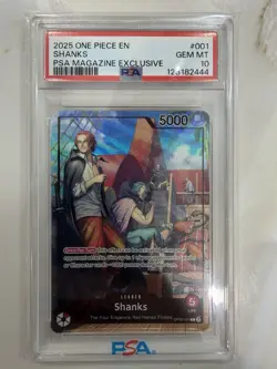 2025 ONE PIECE PROMOS PSA MAGAZINE EXCLUSIVE #001 SHANKS PSA 10 - Image 1