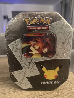 Pokemon TCG 25th Anniversary Celebrations Tin Lance's Charizard V SEALED See Pic 820650809880 - Image 1