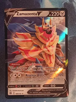Pokemon TCG Sword & Shield: Brilliant Stars Zamazenta V 105/172 Ultra Rare NM - Image 1