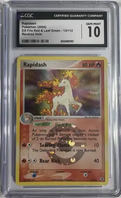 2004 Pokemon TCG Rapidash Reverse Holo EX FireRed/LeafGreen 13/112 CGC 10 GEM MT - Image 1