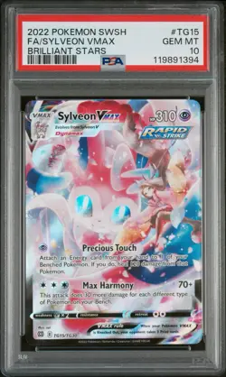 2022 POKEMON SWORD & SHIELD BRILLIANT STARS #TG15 FULL ART/SYLVEON VMAX PSA 10 - Image 1
