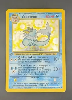 Pokemon TCG Vaporeon 1st Edition Holo Rare Card 12/64 Jungle - Image 1