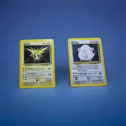Rare Vintage Pokemon Card Holo Base Set Lot Chansey 3/102 and Zapdos 16/102 WOTC - Image 1