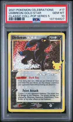 2021 POKEMON CELEBRATIONS CLASSIC COLL #17 UMBREON-GOLD STAR PSA 10 - Image 1