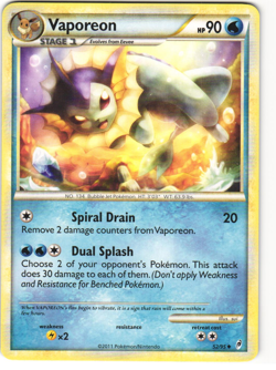 Vaporeon Uncommon Pokemon TCG Call of Legends 52/95 LP - Image 1