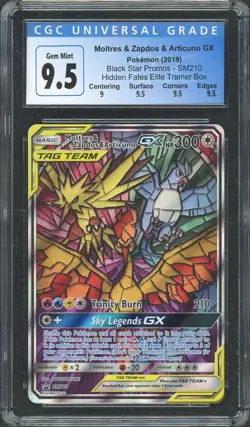 Pokemon Hidden Fates Moltres Zapdos Articuno Black Star Promos SM210 CGC 9.5 - Image 1