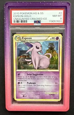 2010 Pokemon HG & SS Undaunted Espeon 2/90 Cracked Ice Holo Holofoil PSA 8 - Image 1