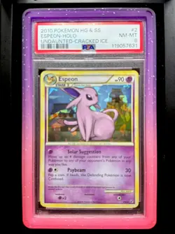 2010 Pokemon HG & SS Undaunted Espeon 2/90 Cracked Ice Holo Holofoil PSA 8 - Image 2