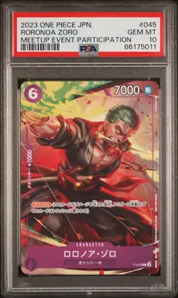 PSA 10 One Piece Japanese Roronoa Zoro P-045 Meetup Event Participation - Image 1