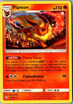 Flareon 25/236 Uncommon SM - Cosmic Eclipse LP Pokemon Card - Image 1