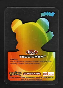 Pokemon - 2006 - Lamincards - Edibas - 062 Teddiursa - Deutsch - Image 2