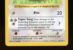 Pokemon Base Set RATICATE 40/102 Unlimited Shadowless - Image 3