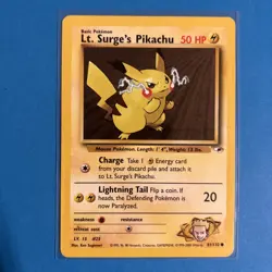 Lt. Surge's Pikachu 81/132 Common WOTC Gym Heroes Pokemon - Image 1
