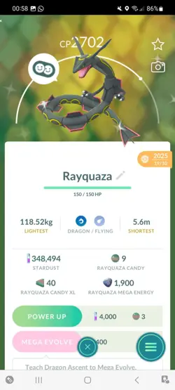 Pokemon Go (Stage 40) Shiny Legendary Rayquaza ( 5 Shinys ) - Image 2
