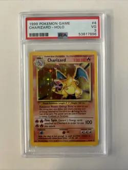 1999 POKEMON BASE SET UNLIMITED #4 CHARIZARD-HOLO PSA 3 - Image 1