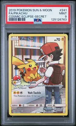 2019 Pokemon Sun & Moon Cosmic Eclipse Pikachu #241 Fa Secret PSA 9 - Image 1