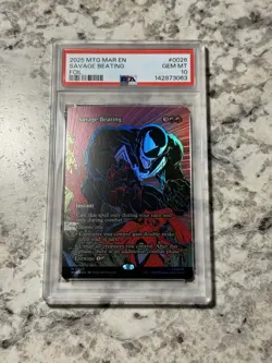 Savage Beating FOIL MAR 0026 PSA 10 GEM MINT (MTG Marvel Universe Eternal 2025) - Image 1