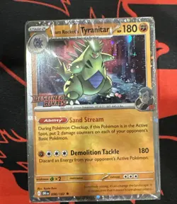 Team Rocket’s Tyranitar 096/182 Destined Rivals Prerelease Promo SEALED Pokemon - Image 1