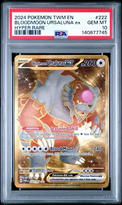 Pokemon TCG PSA 10 Twilight Masquerade Bloodmoon Ursaluna EX Hyper Rare 222/167 - Image 1