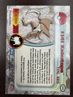 2000 Topps Pokemon TV Animation Ed Series 3 Non Holo #141 Kabutops Blue Logo - Image 2