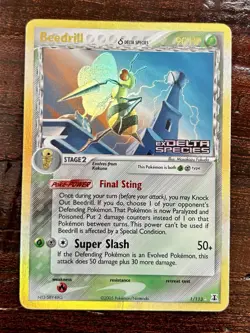 Beedrill (Delta Species) 1/113 Delta Species Stamped Reverse Holo Pokemon TCG LP - Image 1