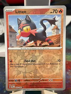 POKEMON LITTEN 032/162 COMMON REVERSE HOLOFOIL TEMPORAL FORCES NM CARD - Image 1