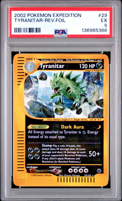 PSA 5 2002 Expedition Tyranitar Reverse Holo Foil 29/165 WOTC Pokemon - Image 1