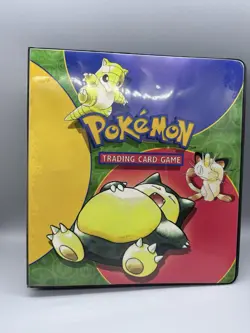 Vintage WOTC Pokemon Trading Card Game 3 Ring Binder Snorlax And Meowth - Image 1