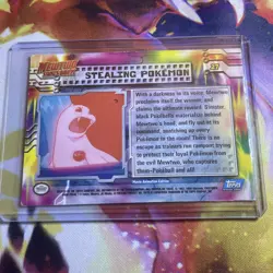 #27 STEALING POKEMON Topps Pokemon Card Mewtwo Strikes Back Blue Logo HOLO FOIL - Image 2