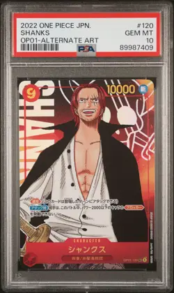 PSA 10 GEM MINT JAPANESE ONE PIECE 2022 Romance Dawn Shanks OP01-120 SEC Alt Art - Image 1