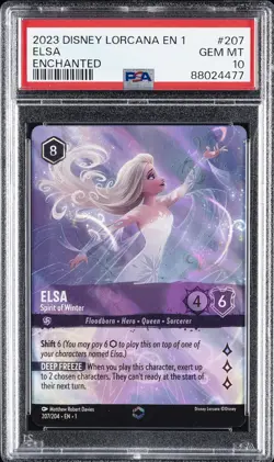 2023 DISNEY LORCANA EN 1-THE FIRST CHAPTER #207 ELSA - SPIRIT OF WINTER PSA 10 - Image 1