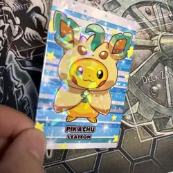 Pikachu Leafeon Poncho Card Database Attacks 2 Cracked Ice Holo Pokemon - Image 2