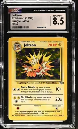 CGC 8.5 Jolteon 1999 Jungle 4/64 Holo Pokemon Card - Image 1