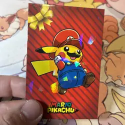 A - Pikachu Mario Cracked Ice Holo Pokemon Database Christmas - Image 2