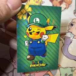 A - Pikachu Luigi Cracked Ice Holo Pokemon Database Christmas - Image 2