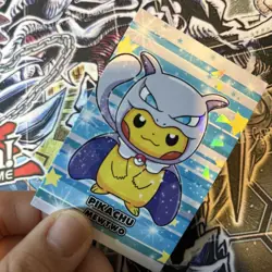 Pikachu Mewtwo Poncho Cracked Ice Holo Pokemon Database Christmas - Image 3