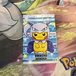 Pikachu Mewtwo Poncho Cracked Ice Hearts Holo Pokemon Database Christmas - Image 1
