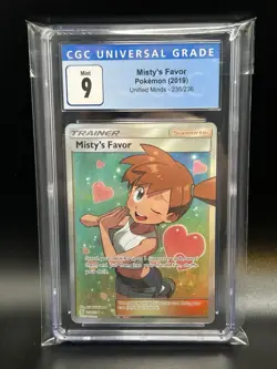 Pokemon TCG Misty’s Favor CGC 9 Pokemon S&M Unified Minds Full Art #235 235/236 - Image 1